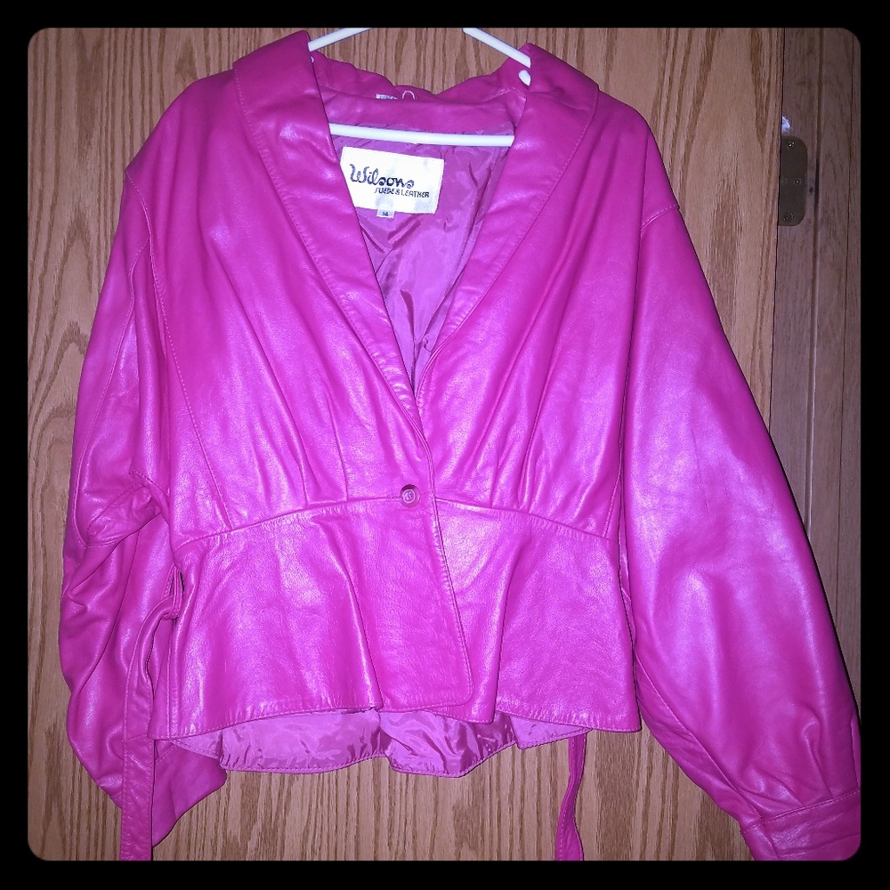 Leather jacket and skirt suit